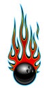 Bowling ball with classic hot rod flames vector illustration. Royalty Free Stock Photo