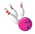 Bowling ball crash the pins Royalty Free Stock Photo