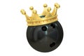 Bowling ball gold crown winner, 3D rendering