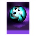 Bowling Ball For Hit Target Ninepins Poster Vector Royalty Free Stock Photo