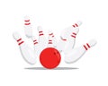 Bowling Ball Hitting Pins Illustration Royalty Free Stock Photo