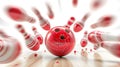 bowling ball hitting pins Royalty Free Stock Photo