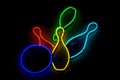 Bowling ball knocking skittles neon sign