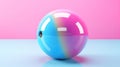 Bowling ball on light blue pink background