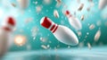 Bowling ball in midair power speed and precision in action dynamic Royalty Free Stock Photo