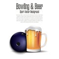 Bowling ball with mug of beer Royalty Free Stock Photo