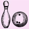 Bowling ball and pin Royalty Free Stock Photo