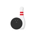 Bowling ball and pin in flat style. Vector illustration sign Royalty Free Stock Photo