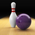 Bowling ball, pin and lane as a composition