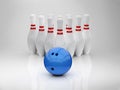 Bowling ball and pins Royalty Free Stock Photo
