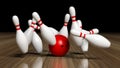 Bowling ball and pins in motion