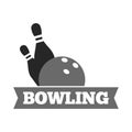 Bowling ball and pins vector icon for sport game tournament