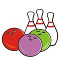 Bowling ball and pins, vector icon for sport game tournament Royalty Free Stock Photo