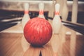 The bowling ball is ready to strike Royalty Free Stock Photo