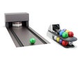 Bowling and ball return system isolated on a white background. Royalty Free Stock Photo