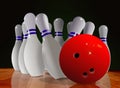 Bowling Ball and Skittle on Wooden Floor