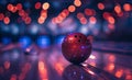 Sparkly bowling ball laying in atmospheric bowling alley Royalty Free Stock Photo