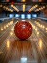 Bowling ball striking pins Royalty Free Stock Photo