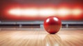 bowling ball on the track in the bowling center. For sport design or web background. Generative ai Royalty Free Stock Photo