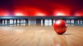 bowling ball on the track in the bowling center. For sport design or web background. Generative ai Royalty Free Stock Photo