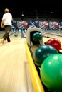 Bowling balls at alley Royalty Free Stock Photo