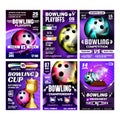 Bowling Balls And Candlepin Posters Set Vector