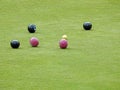 Balls jack playing bowls bowling green outdoors active sports Royalty Free Stock Photo