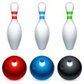 Bowling balls and pins. Royalty Free Stock Photo