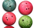 Bowling balls red an green isolated on white Royalty Free Stock Photo