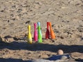 Bowling on the beach and bowl Royalty Free Stock Photo