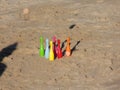 Bowling on the beach and bowl before impact Royalty Free Stock Photo