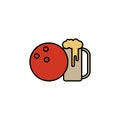 bowling, beer line recolored icon. Signs and symbols can be used for web, logo, mobile app, UI, UX Royalty Free Stock Photo