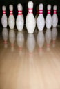 Bowling bolus row reflexion on wooden floor Royalty Free Stock Photo
