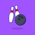 Bowling cartoon style icon illustration