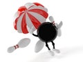 Bowling character with parachute Royalty Free Stock Photo