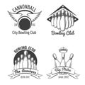 Bowling club emblem set