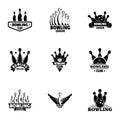 Bowling club logo set, simple style