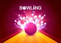 Bowling club poster with the bright background. Royalty Free Stock Photo