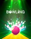 Bowling club poster with the bright background. Royalty Free Stock Photo