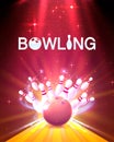 Bowling club poster with the bright background. Royalty Free Stock Photo