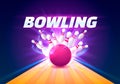 Bowling club poster with the bright background. Royalty Free Stock Photo