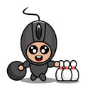 Bowling computer mouse mascot costume Royalty Free Stock Photo