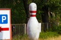 Bowling cone with white and red stripes Royalty Free Stock Photo