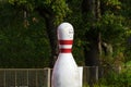 Bowling cone with white and red stripes Royalty Free Stock Photo