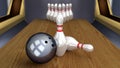 Bowling 3D Sport - Ball and Pins on Lane Royalty Free Stock Photo