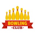 Bowling emblem logo, flat style