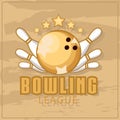 bowling emblem. logotype template on retro grunge background. Vinage Bowling logo. vector illustration