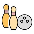 Bowling event icon color outline vector Royalty Free Stock Photo