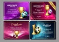 Bowling Game Certificate Diploma With Golden Cup Set Vector. Sport Award Template. Achievement Design. Honor Background Royalty Free Stock Photo