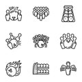 Bowling game icon set, outline style Royalty Free Stock Photo